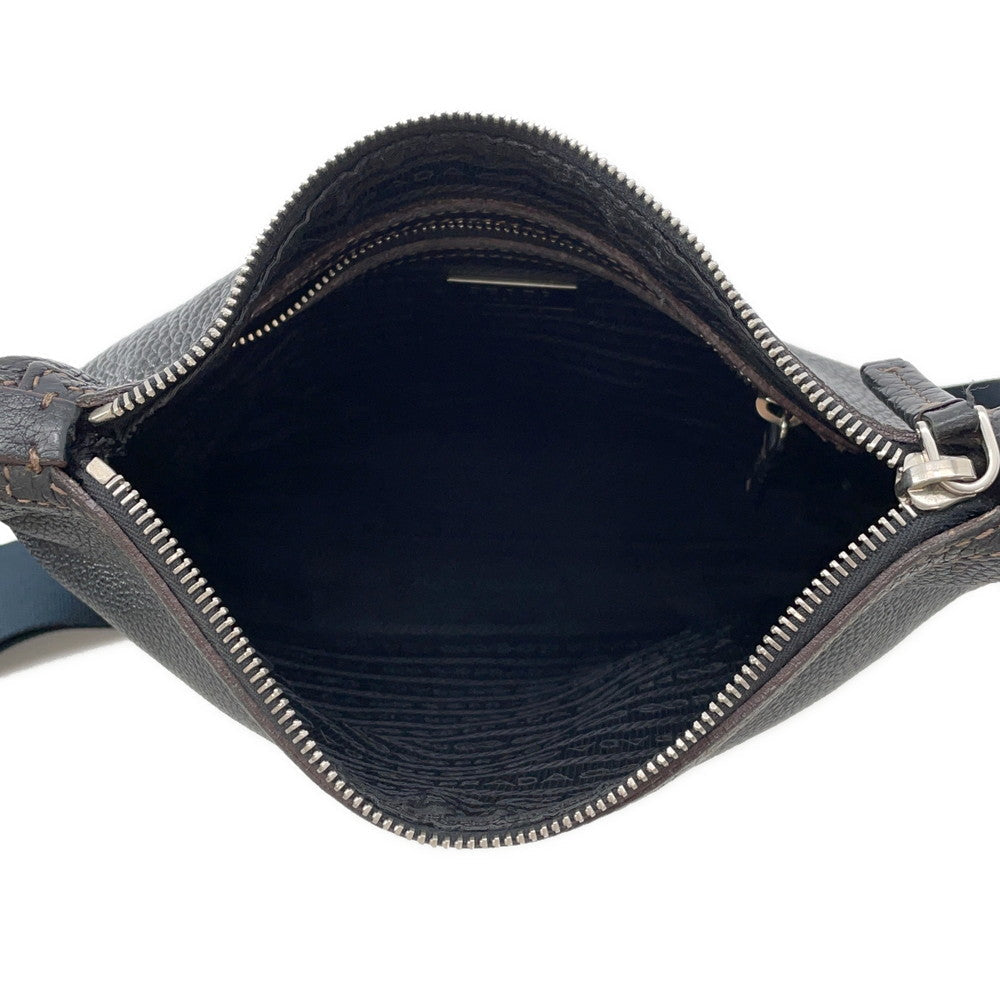 PRADA Logo Shoulder Bag BlackBT0531 Leather