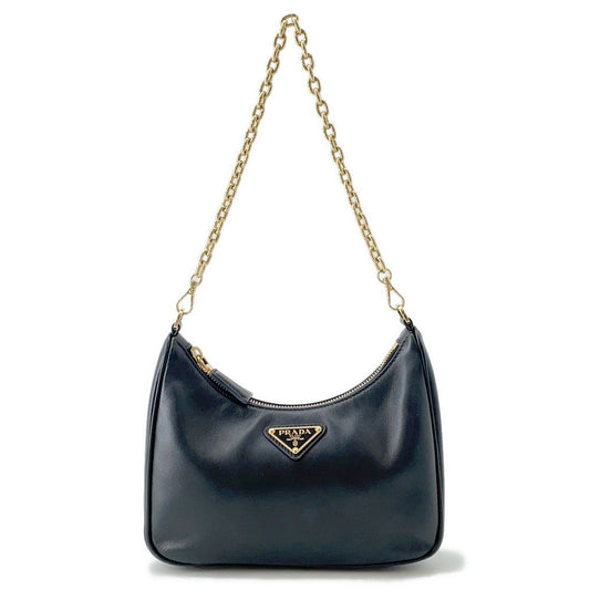 PRADA Re-Edition 2005 ChainShoulder Bag Black1BC204 Leather