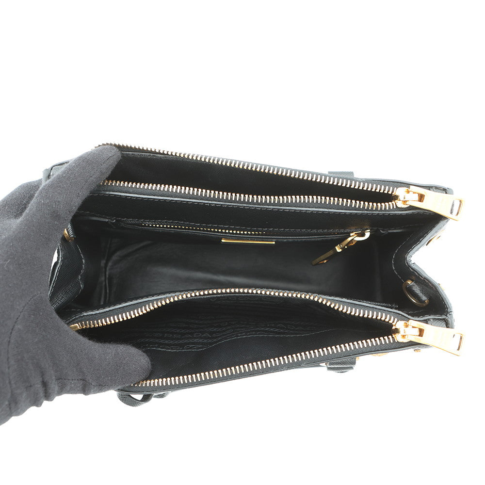 PRADA Galleria Studded 2-way Handbag Black1BA896 Saffiano LeatherLeather Size Small