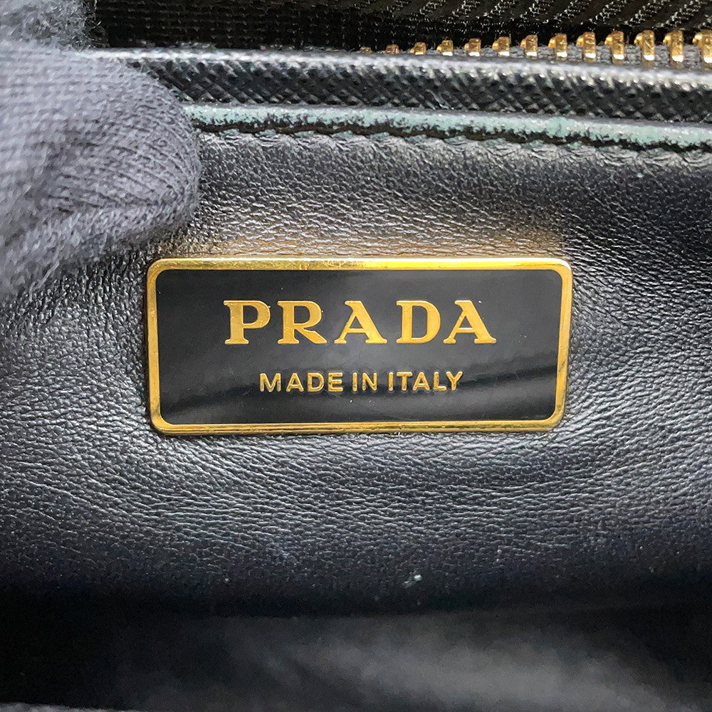 PRADA Galleria Studded 2-way Handbag Black1BA896 Saffiano LeatherLeather Size Small