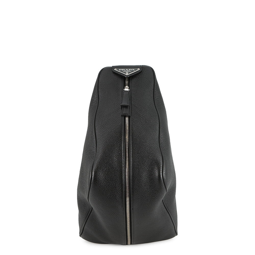 PRADA Vitello Dino Triangle Backpack Black2VZ099 Leather