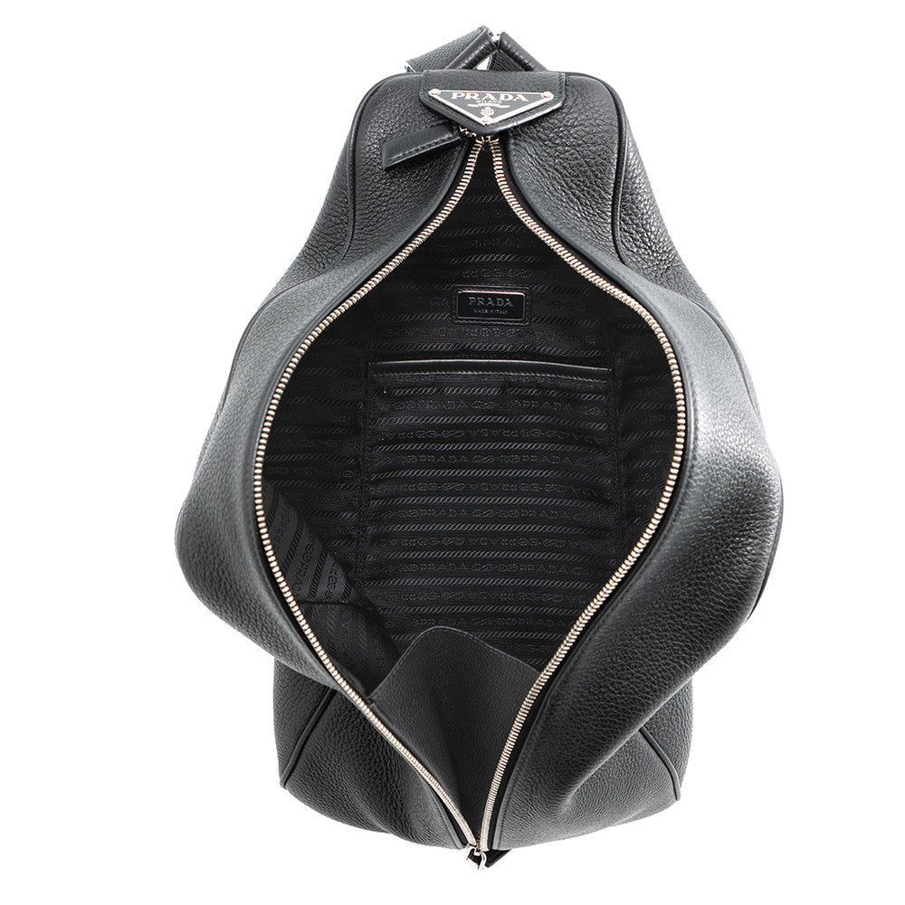 PRADA Vitello Dino Triangle Backpack Black2VZ099 Leather