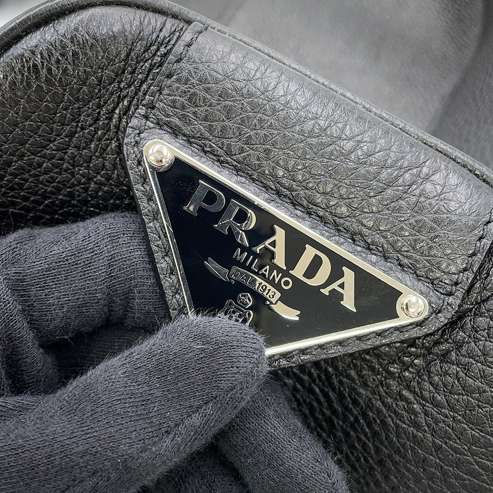 PRADA Vitello Dino Triangle Backpack Black2VZ099 Leather