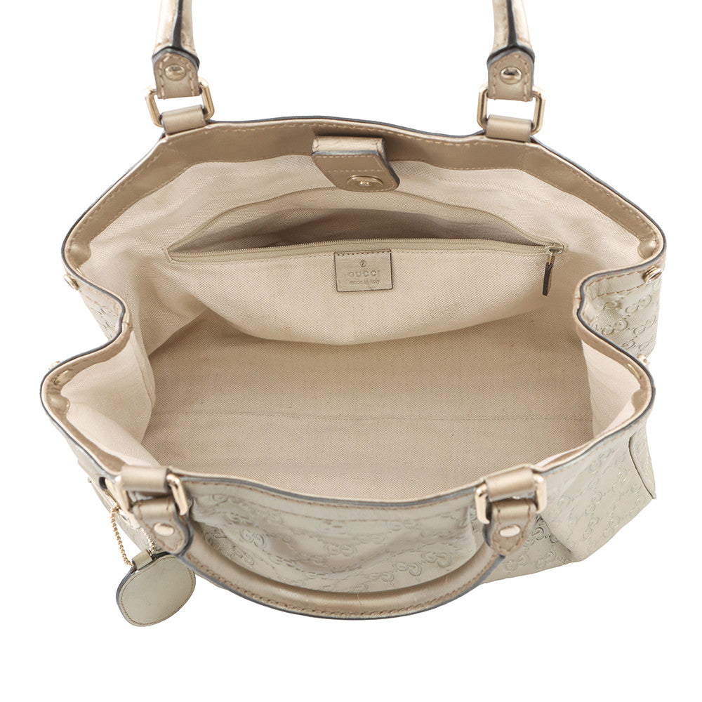 GUCCI Guccissima Sukey Handbag Gold/Beige211944 Leather