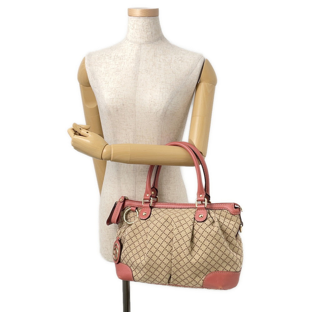 GUCCI Diamante Sukey 2wayBag Pink/Beige247902 Canvas Leather