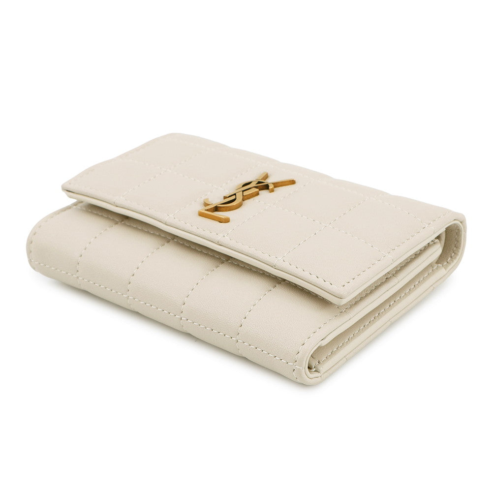 SAINT LAURENT PARIS Cassandra Matelasse Carre Compact Wallet White800763 Lambskin