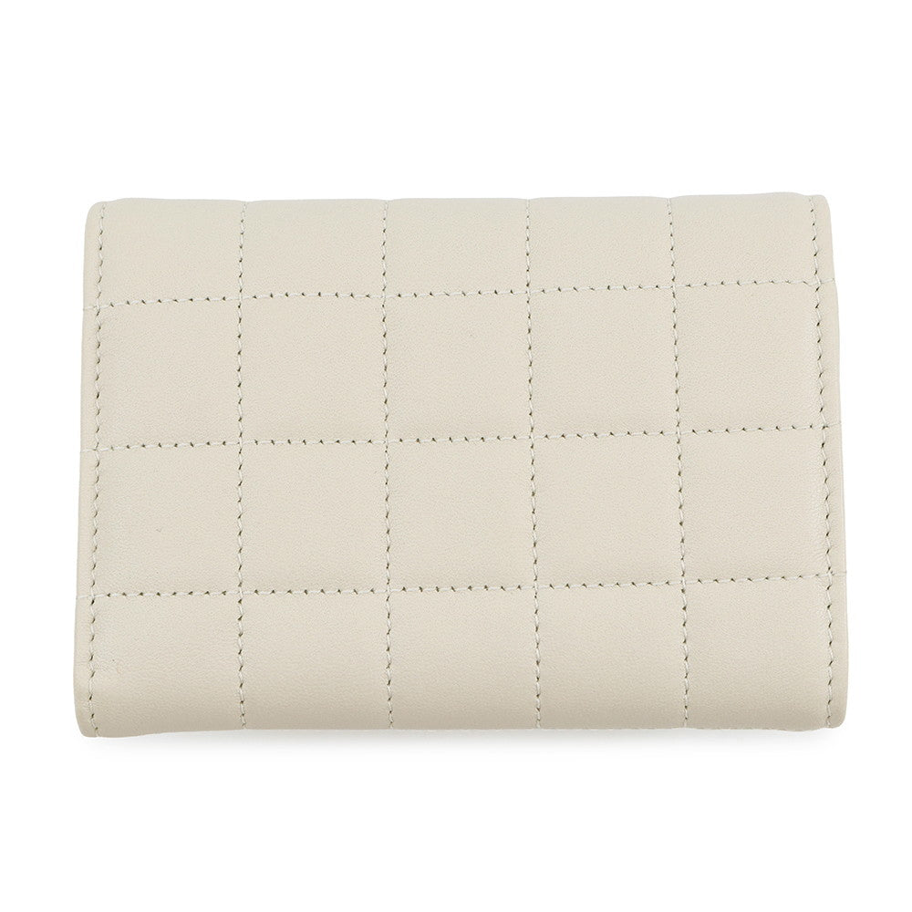 SAINT LAURENT PARIS Cassandra Matelasse Carre Compact Wallet White800763 Lambskin
