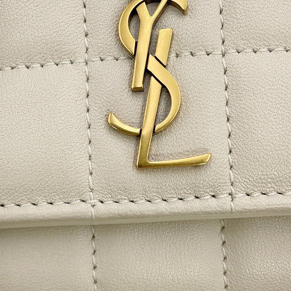 SAINT LAURENT PARIS Cassandra Matelasse Carre Compact Wallet White800763 Lambskin