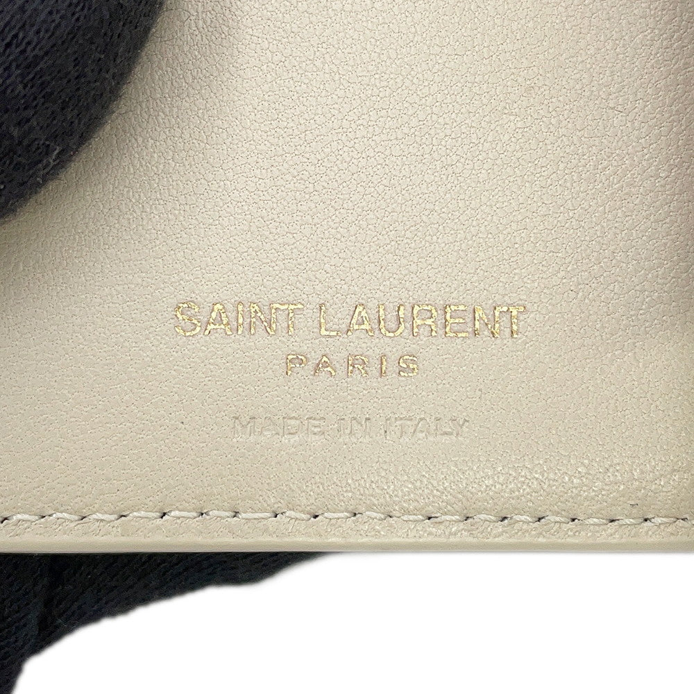 SAINT LAURENT PARIS Cassandra Matelasse Carre Compact Wallet White800763 Lambskin