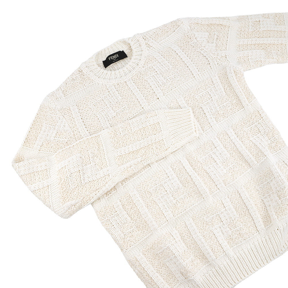 FENDI FF pullover sweater Size 46 WhiteFZX091 Cotton72% Linen26% Nylon2%