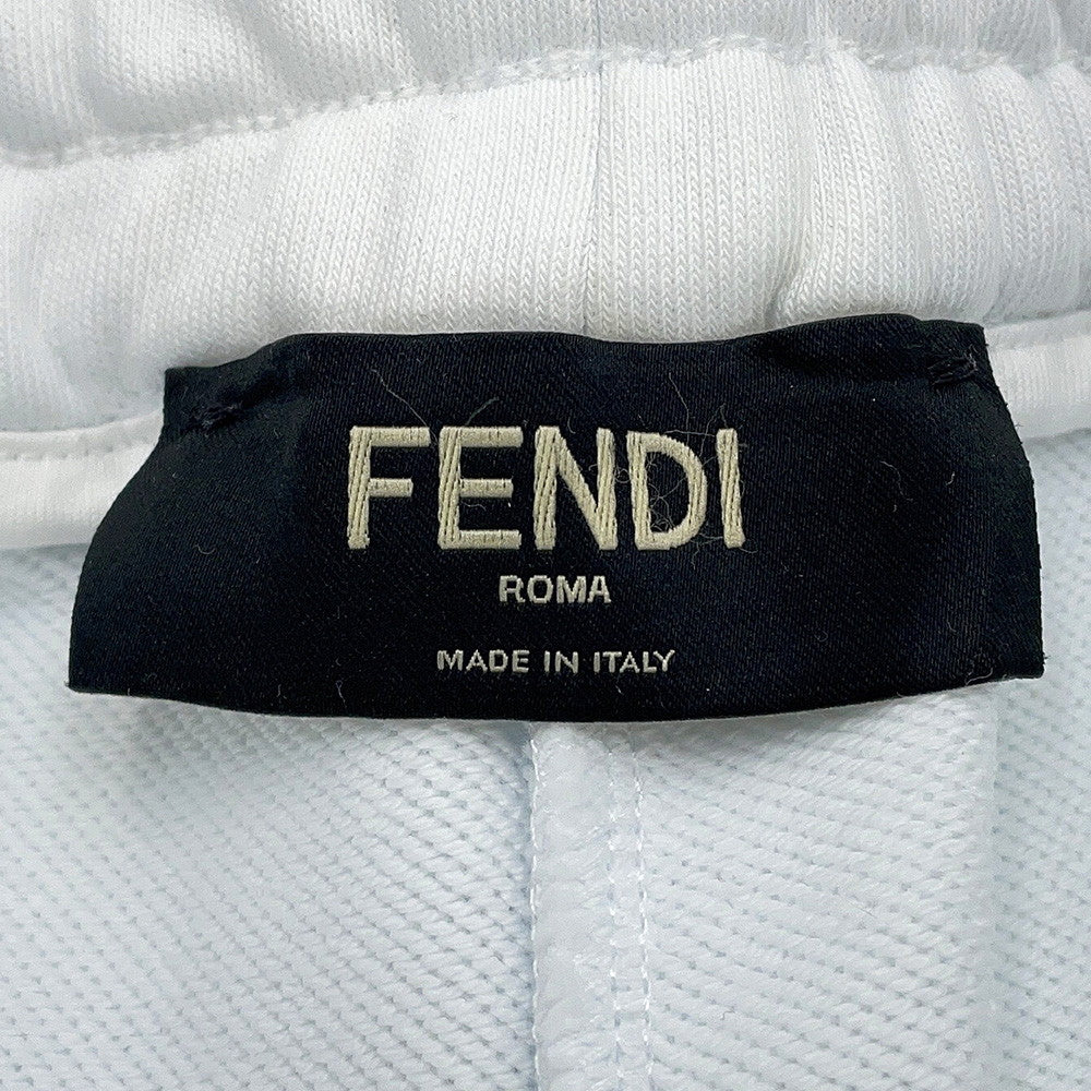 FENDI FF Switch Knitted Fabric Shorts Size XS White/BrownFAB656 Cotton 86% Polyester 14%