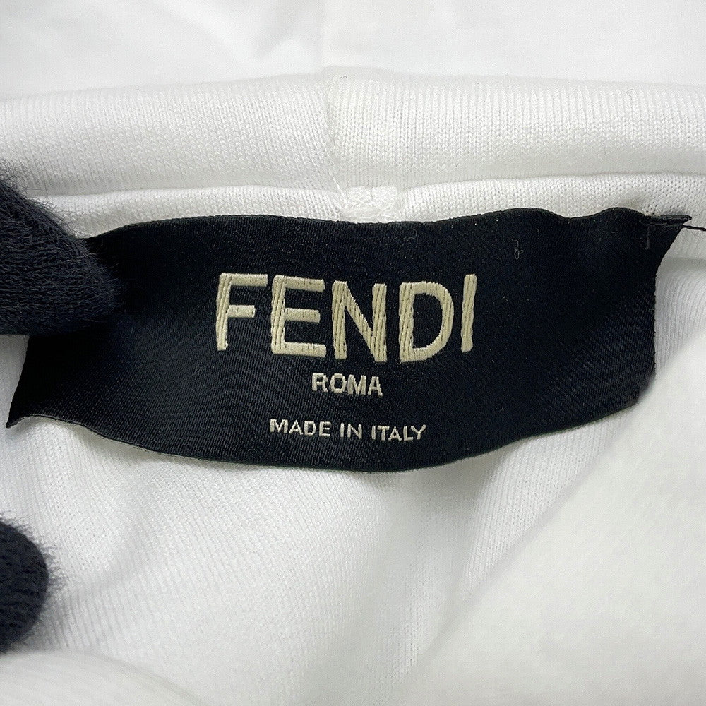 FENDI FF switching hoodie Size S White/BrownFAF681 Cotton 86% Polyester 14%