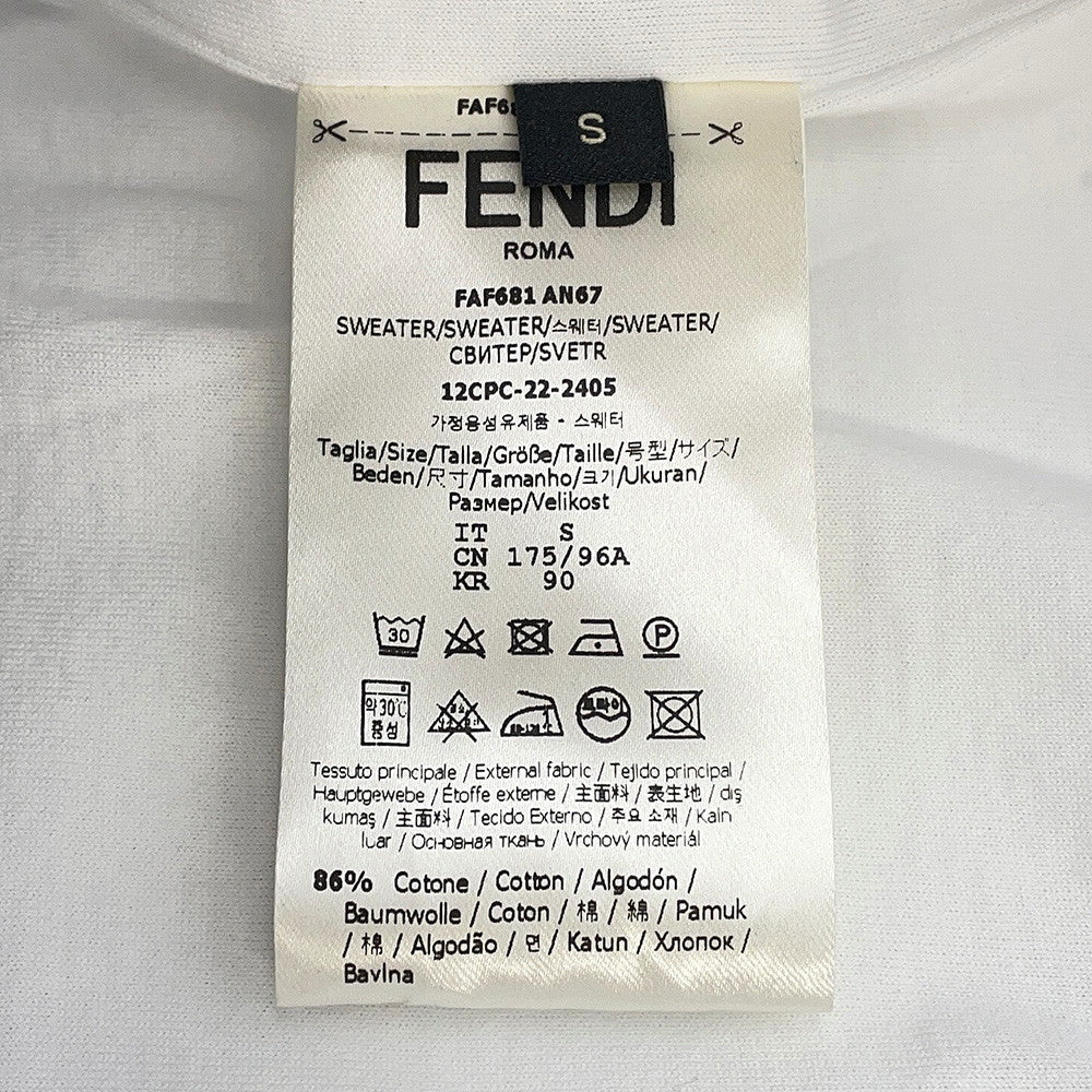 FENDI FF switching hoodie Size S White/BrownFAF681 Cotton 86% Polyester 14%