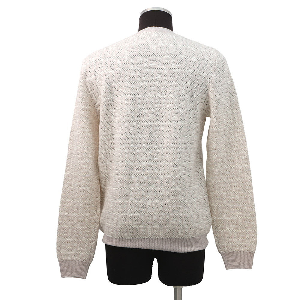 FENDI FF design pullover knit Size 48 Ivory/PinkFZX034 Wool 54%Cotton39% Cashmere7%