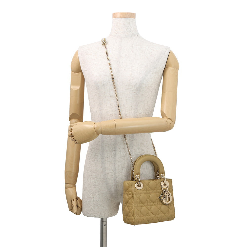 Dior Lady Dior 2Way Handbag OliveM0505ONGE Lambskin Size Mini