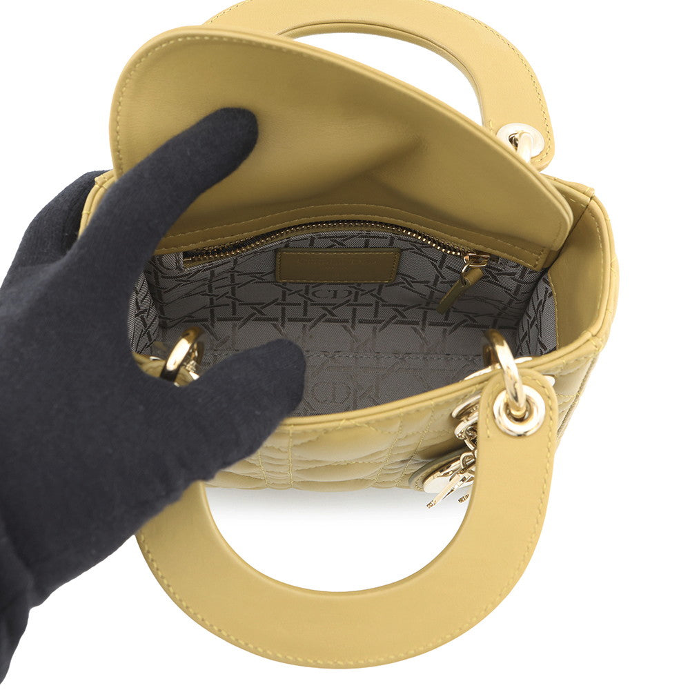 Dior Lady Dior 2Way Handbag OliveM0505ONGE Lambskin Size Mini