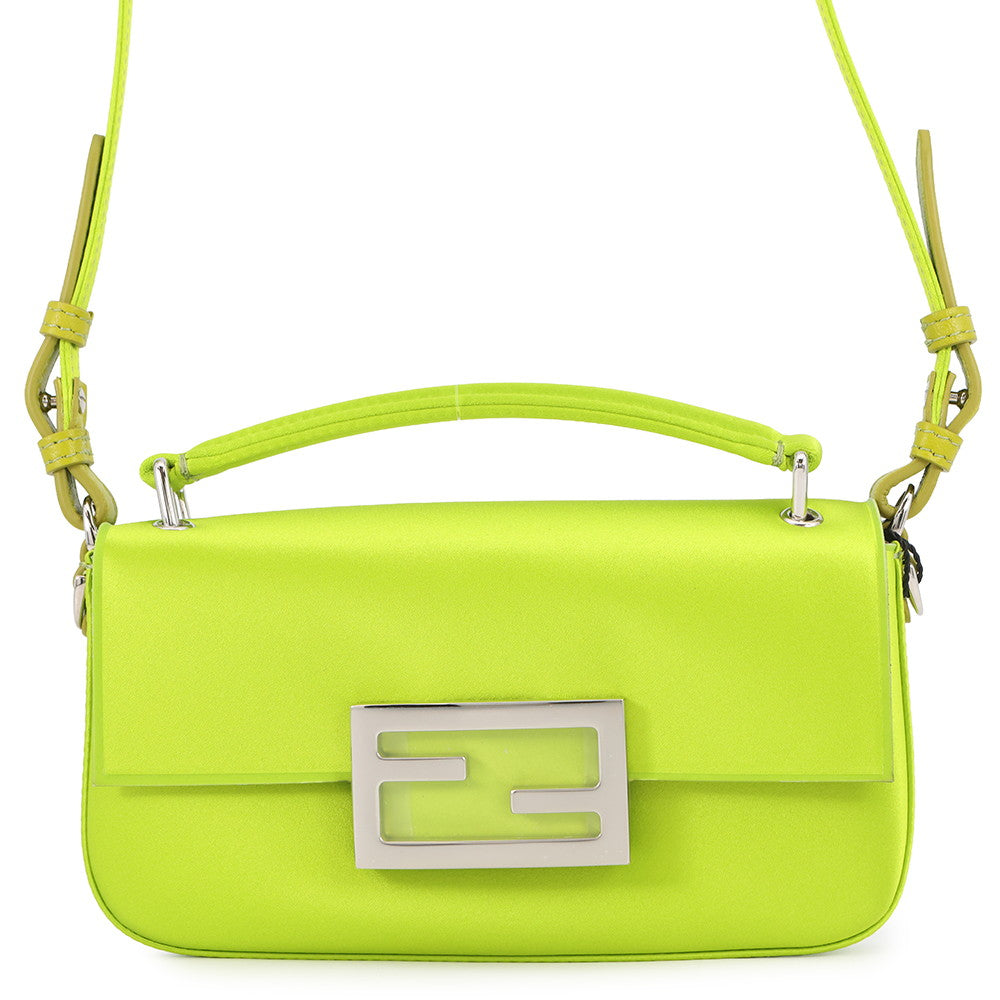 FENDI Baguette Phone Pouch Light Green/Brown7AS142 Satin