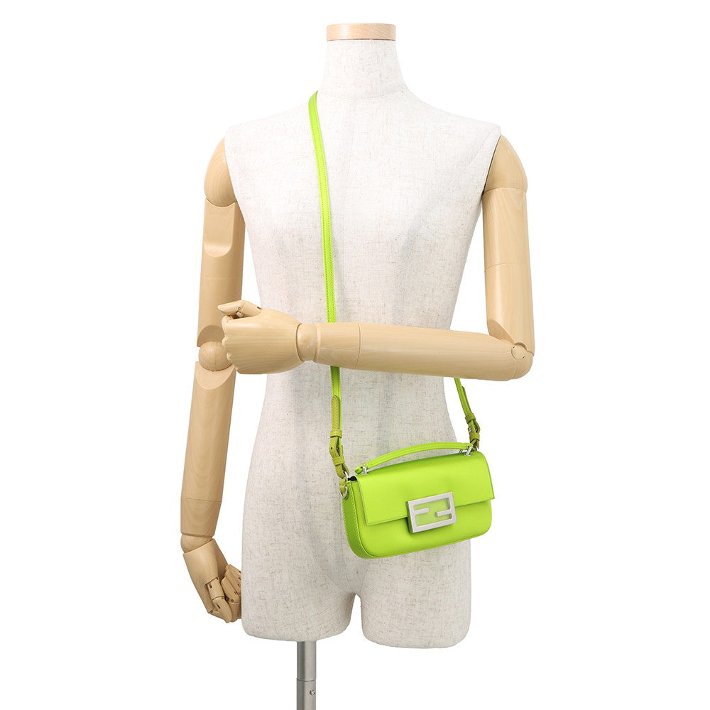 FENDI Baguette Phone Pouch Light Green/Brown7AS142 Satin