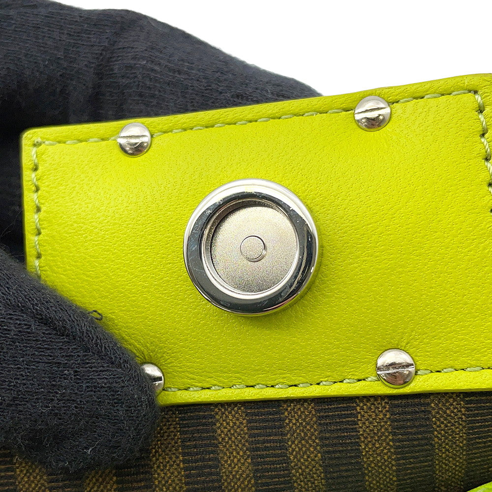 FENDI Baguette Phone Pouch Light Green/Brown7AS142 Satin