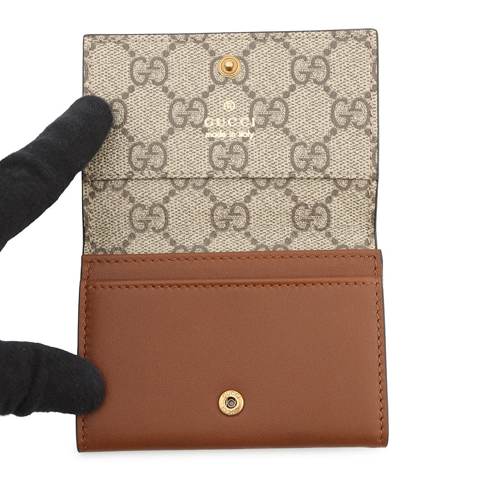 GUCCI GG Emblem GG Fabric Card Case Brown818956 Leather/GG Supreme