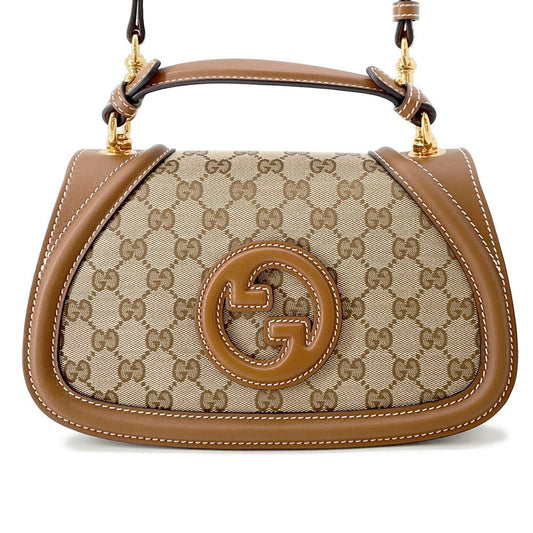 GUCCI GUCCI Blondie top handle bag Beige/Dark Brown815714 GG Canvas Leather Size Medium