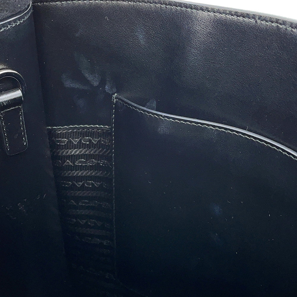 PRADA Triangle Logo Tote Bag Black1BA332 Leather