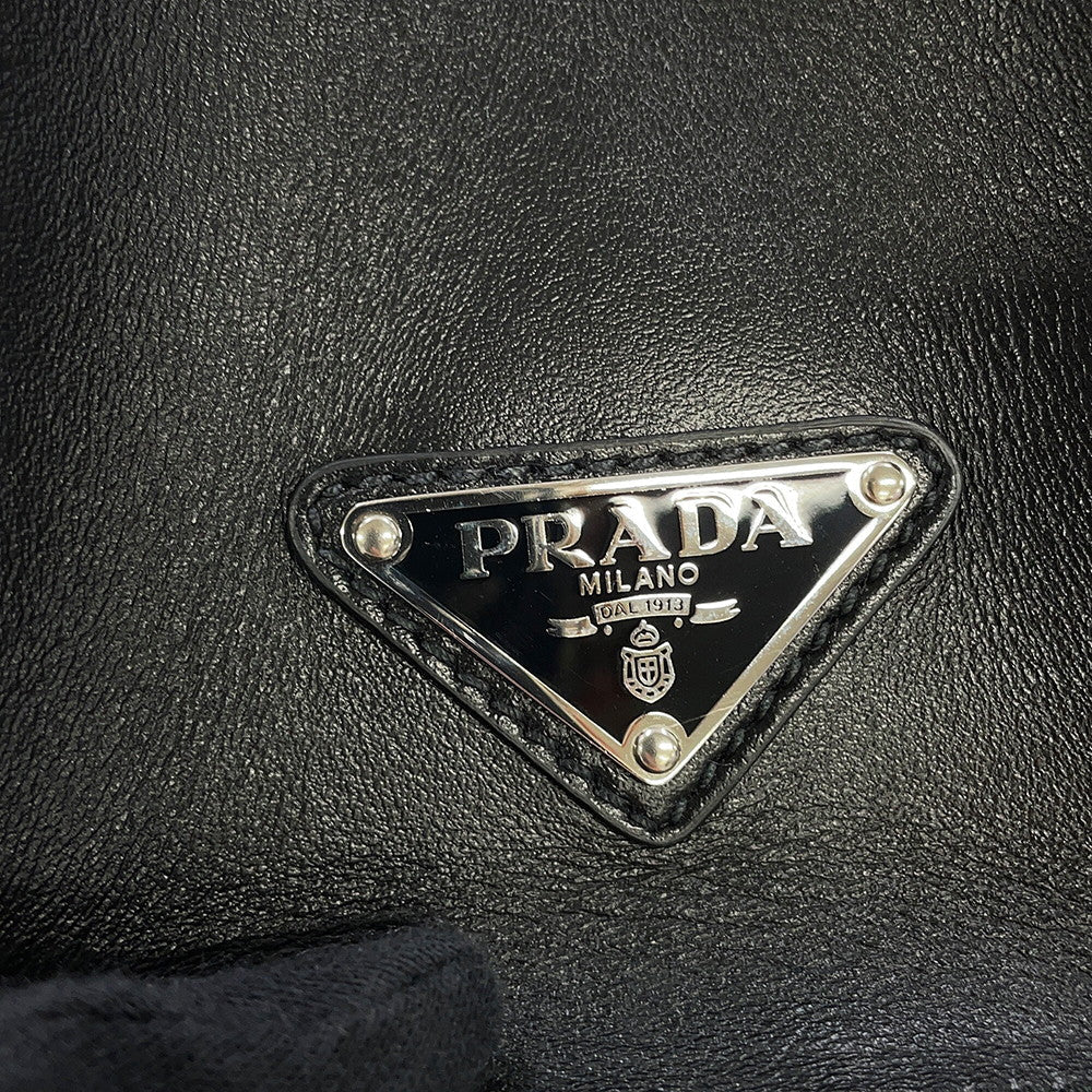 PRADA Triangle Logo Tote Bag Black1BA332 Leather