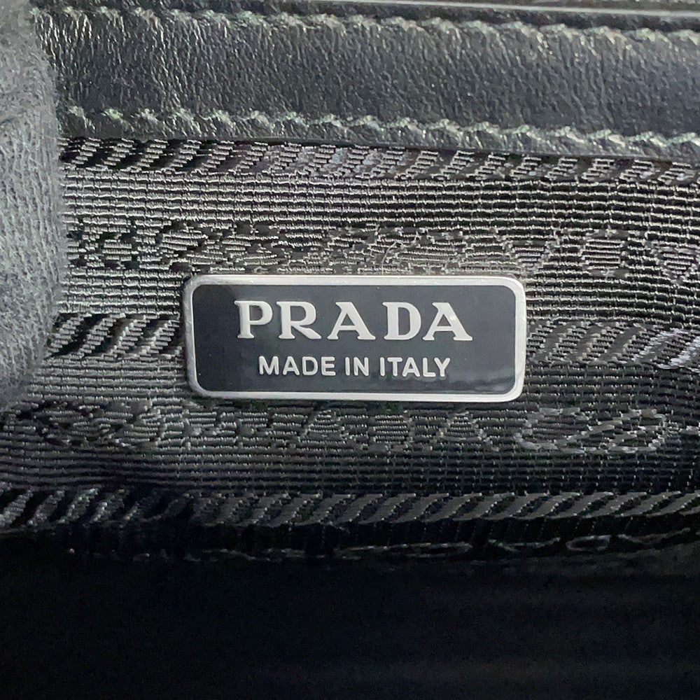 PRADA Triangle Logo Tote Bag Black1BA332 Leather