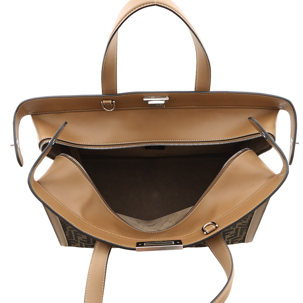 FENDI Peekaboo I See You Zucca Forty 8 Camel/Brown7VA566 Leather Canvas