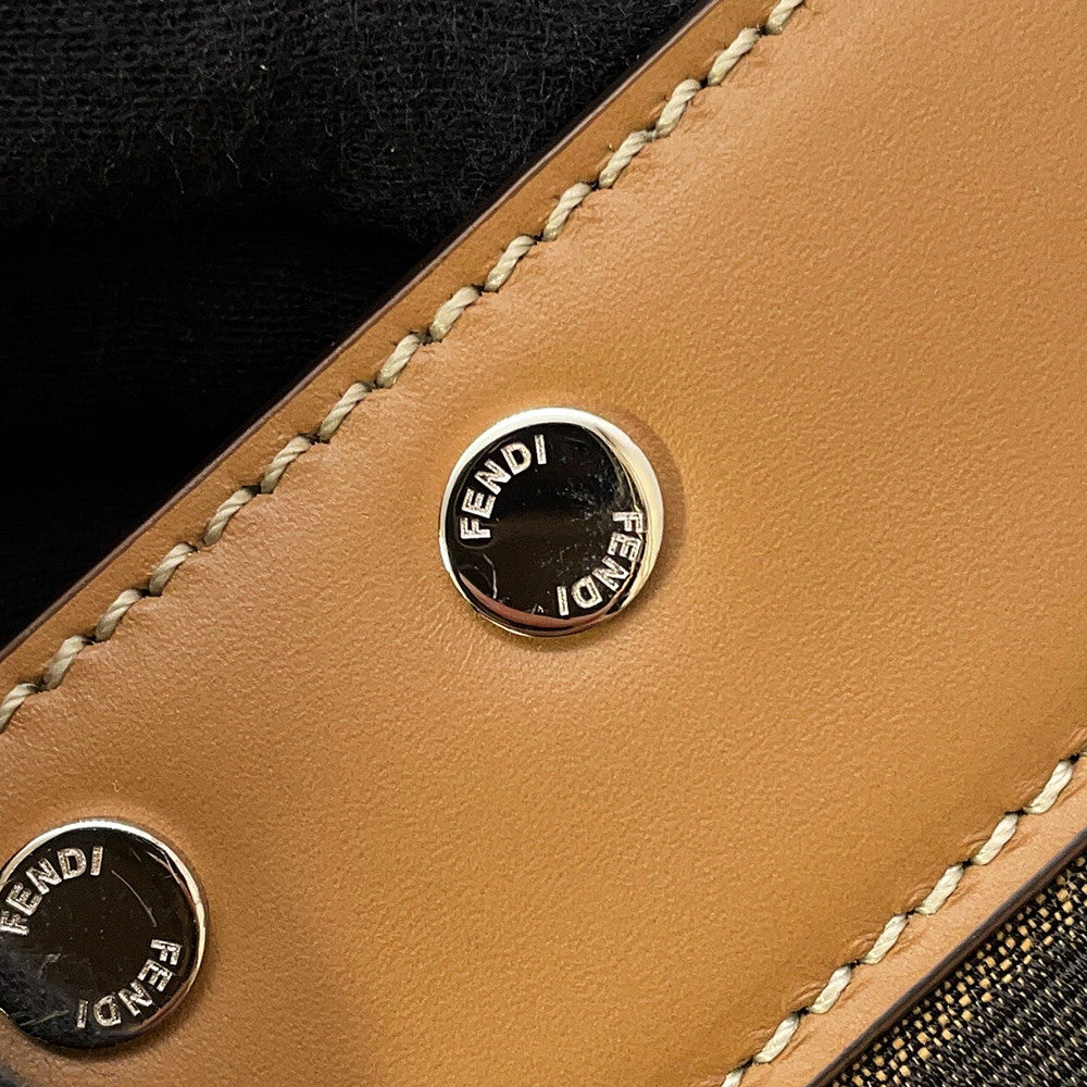 FENDI Peekaboo I See You Zucca Forty 8 Camel/Brown7VA566 Leather Canvas