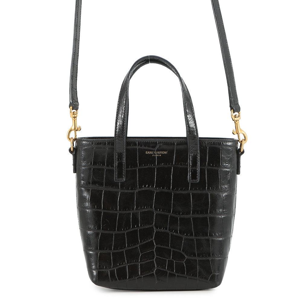 SAINT LAURENT PARIS Mini Toy Shopping Black712367 Croco embossed leather