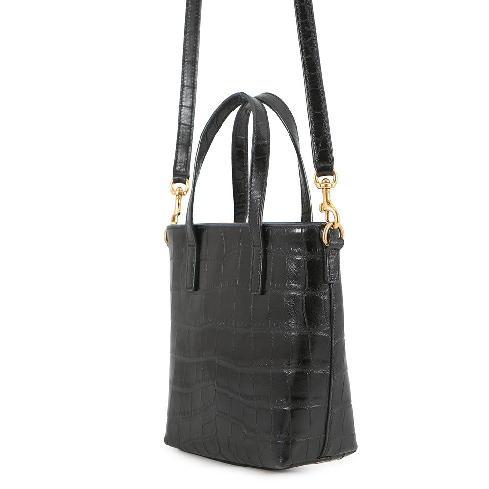 SAINT LAURENT PARIS Mini Toy Shopping Black712367 Croco embossed leather