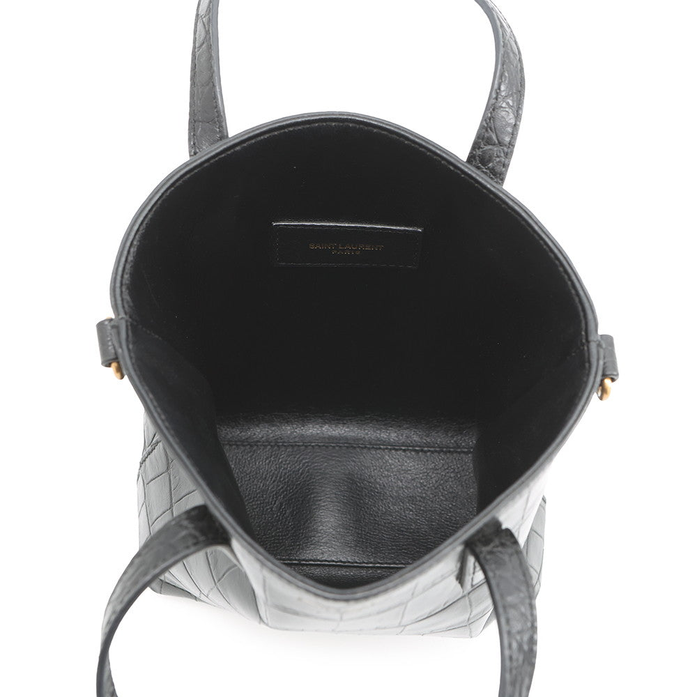 SAINT LAURENT PARIS Mini Toy Shopping Black712367 Croco embossed leather