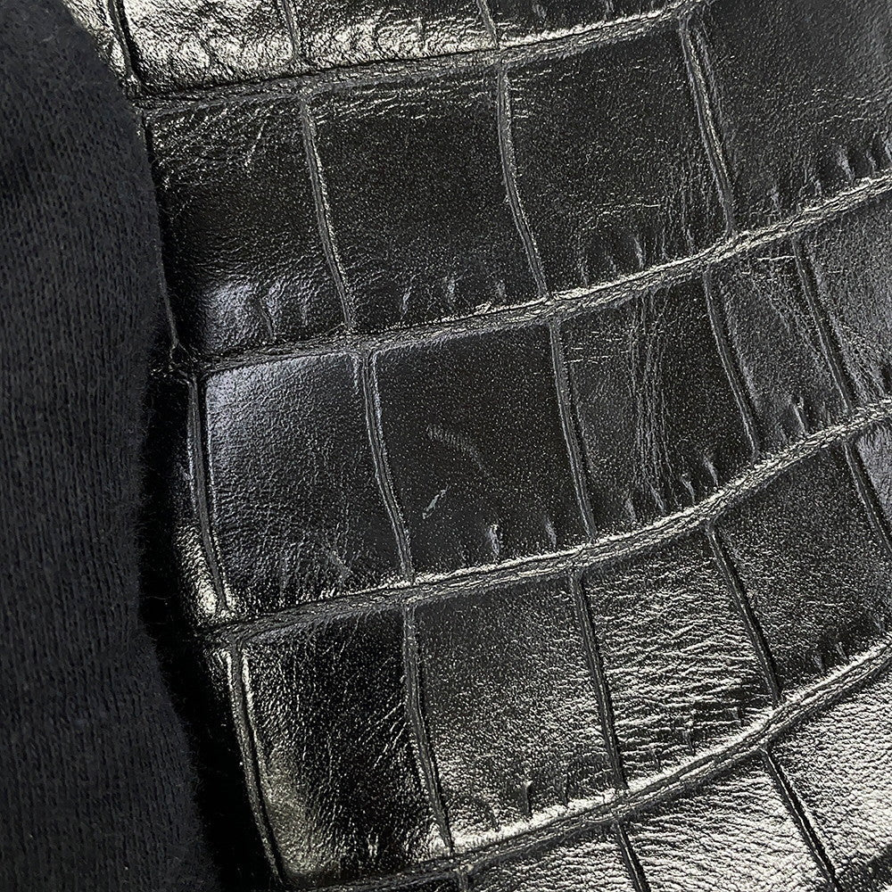 SAINT LAURENT PARIS Mini Toy Shopping Black712367 Croco embossed leather
