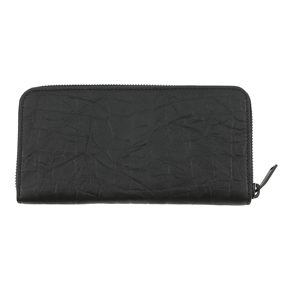 SAINT LAURENT PARIS Cassandra Zip Around Long Wealth Cloth Black617415 Croco embossed