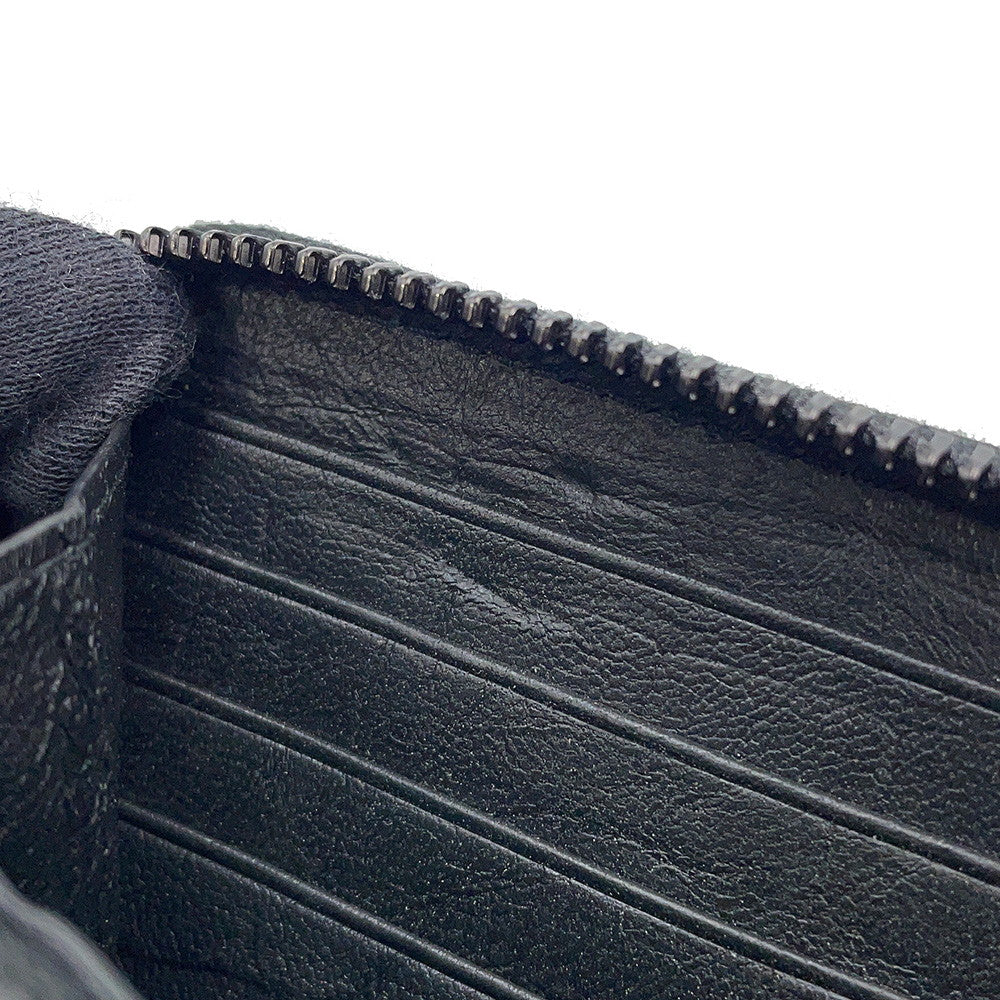 SAINT LAURENT PARIS Cassandra Zip Around Long Wealth Cloth Black617415 Croco embossed