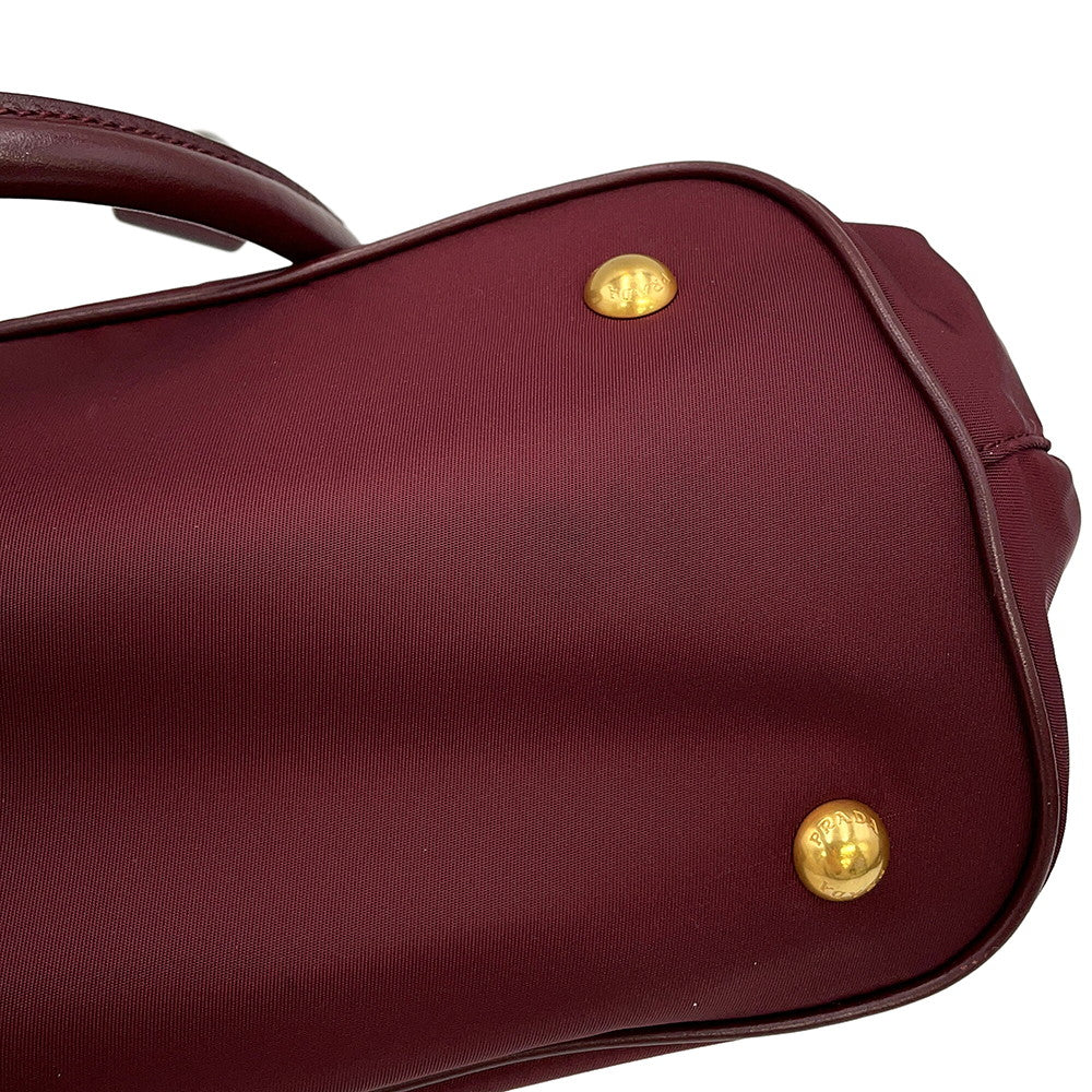 PRADA TESSUTO SOFT Handbag Bordeaux1BA172 Nylon Leather