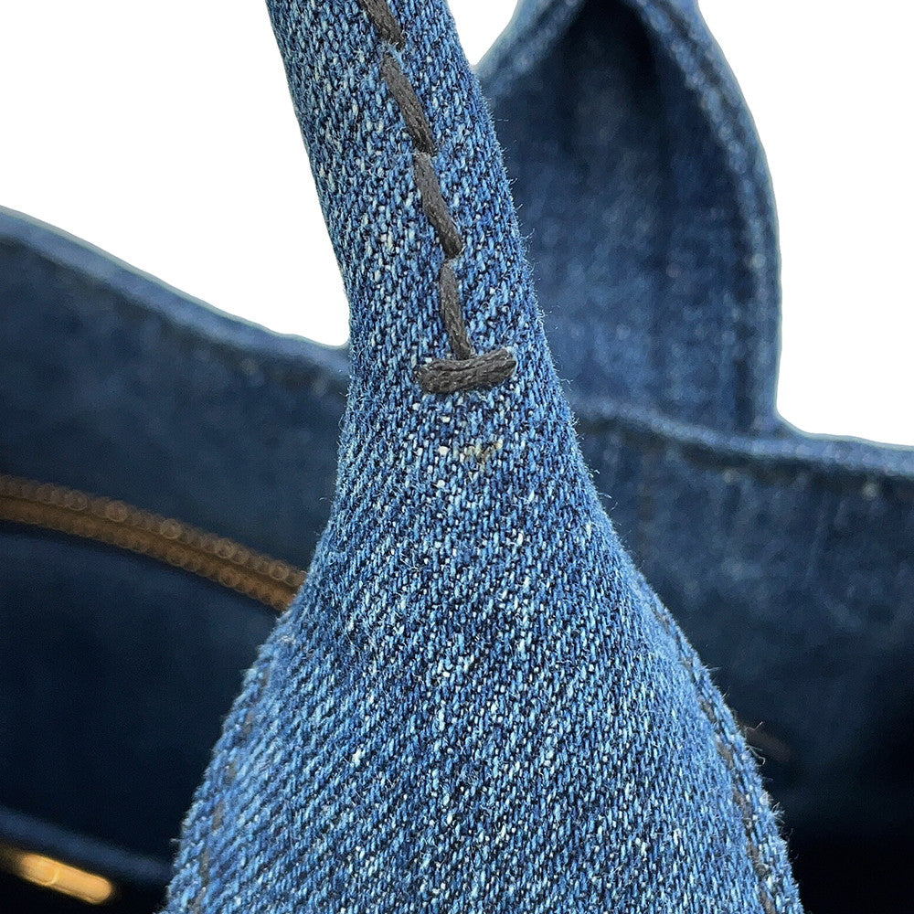 PRADA Canapa 2WAY Tote Bag Blue1BG642 Denim Size Medium