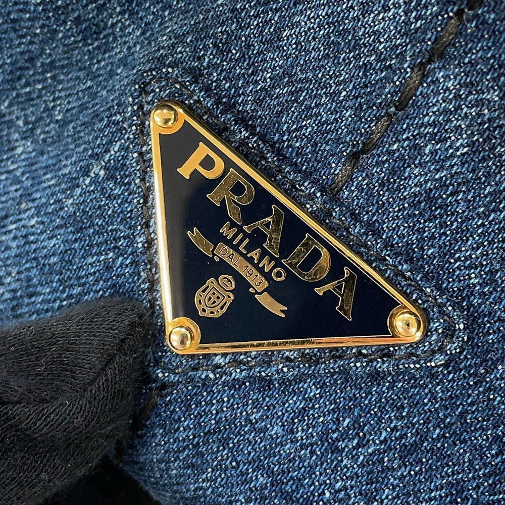 PRADA Canapa 2WAY Tote Bag Blue1BG642 Denim Size Medium