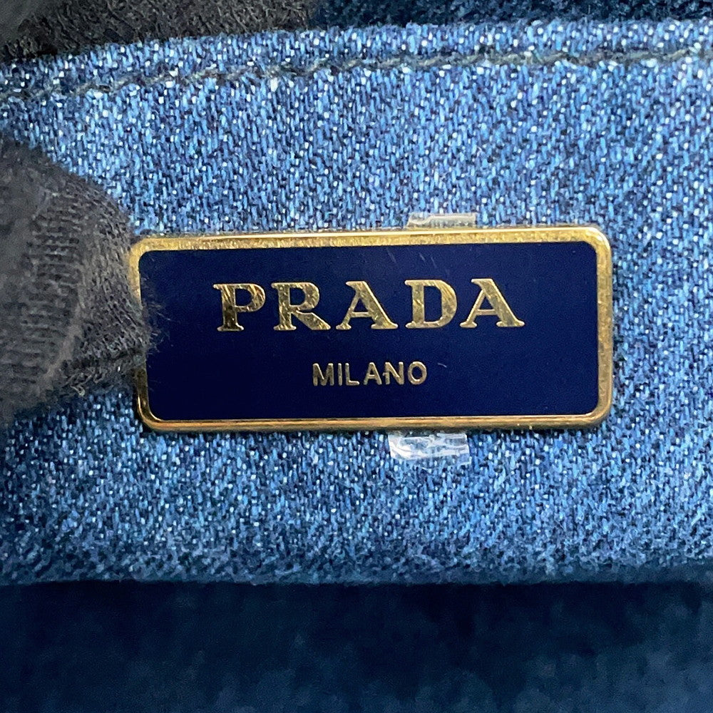 PRADA Canapa 2WAY Tote Bag Blue1BG642 Denim Size Medium