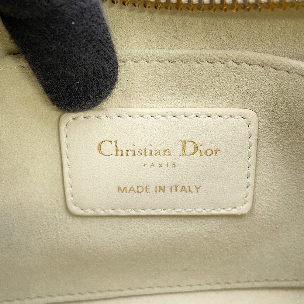 Dior Macrocannage CD Lounge Hobo Bag Latte WhiteM22626FBE Lambskin