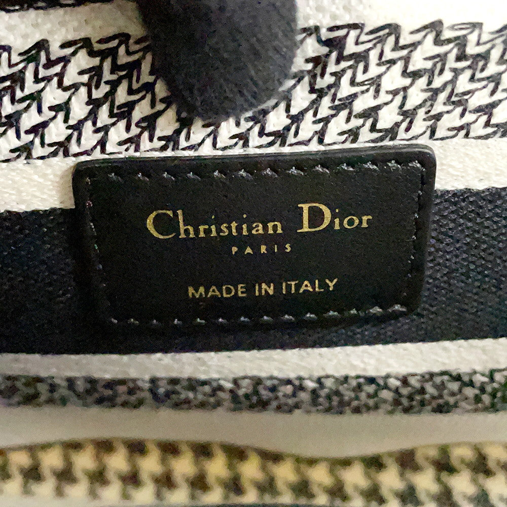 Dior LADY D-LITE Houndstooth Black/WhiteM0565OZAE Canvas Size Medium