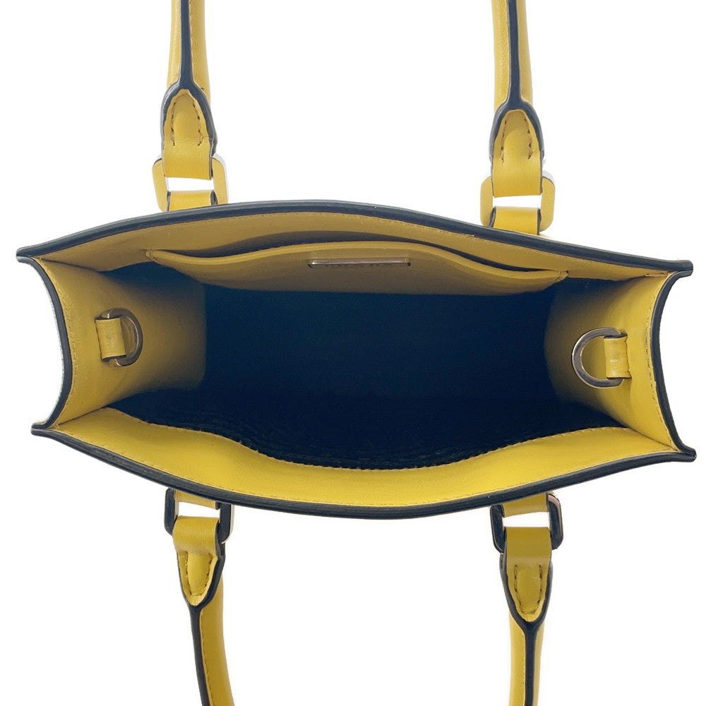 PRADA Triangle Logo 2WAY Handbag Yellow1BA333 Leather