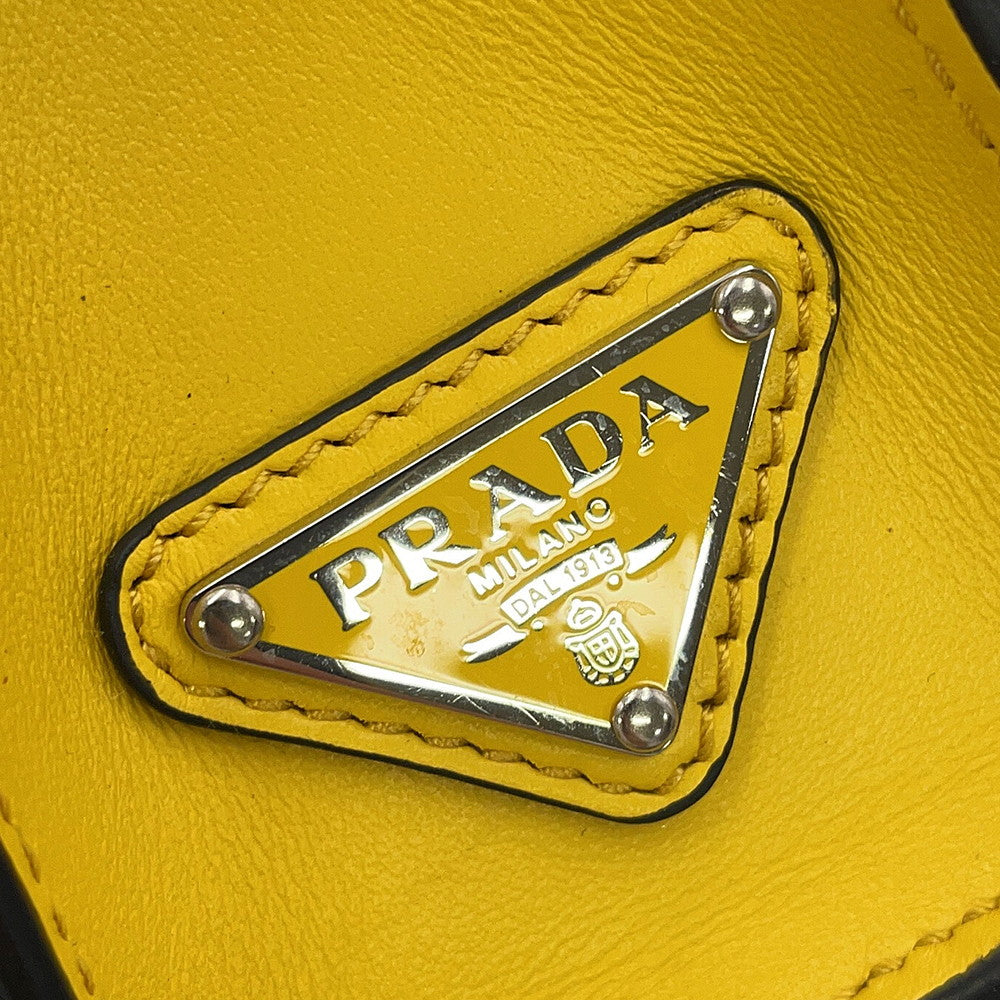 PRADA Triangle Logo 2WAY Handbag Yellow1BA333 Leather