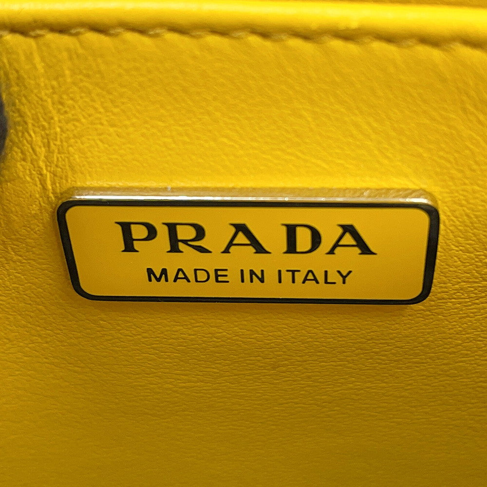 PRADA Triangle Logo 2WAY Handbag Yellow1BA333 Leather