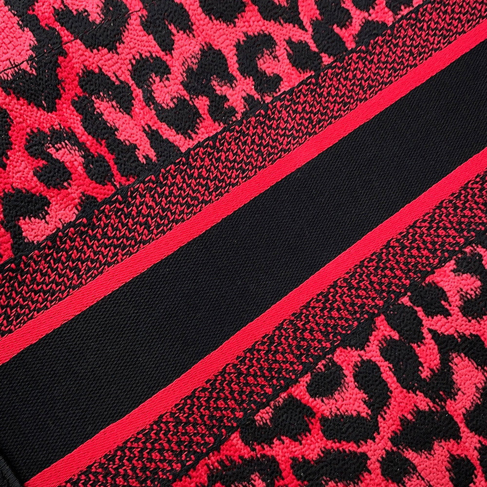 Dior Book Tote Leopard Pink/BlackM1296ZRHM Canvas Size Medium