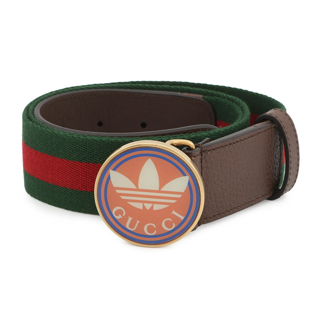GUCCI Cherie Line Belt Adidas Collaboration Size 90/36 Red/Green/Brown702259 Canvas Leather