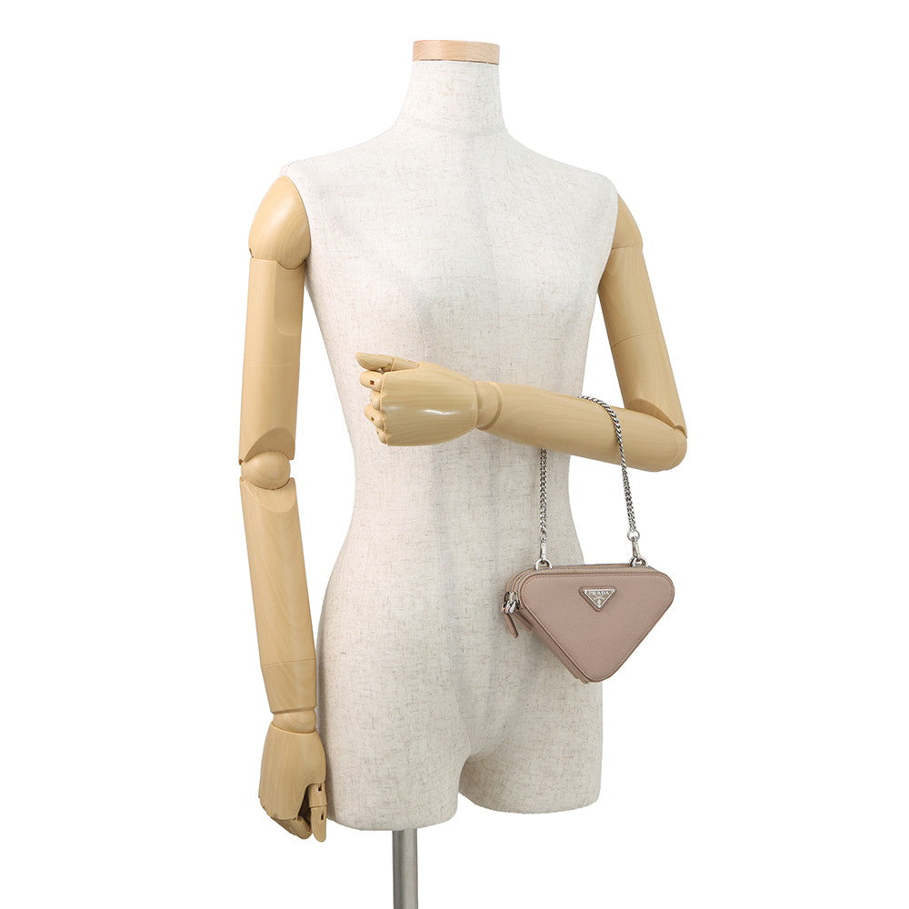 PRADA Saffiano Leather Triangle 2-Way Shoulder Bag Jasmin Flower1NR015 Leather