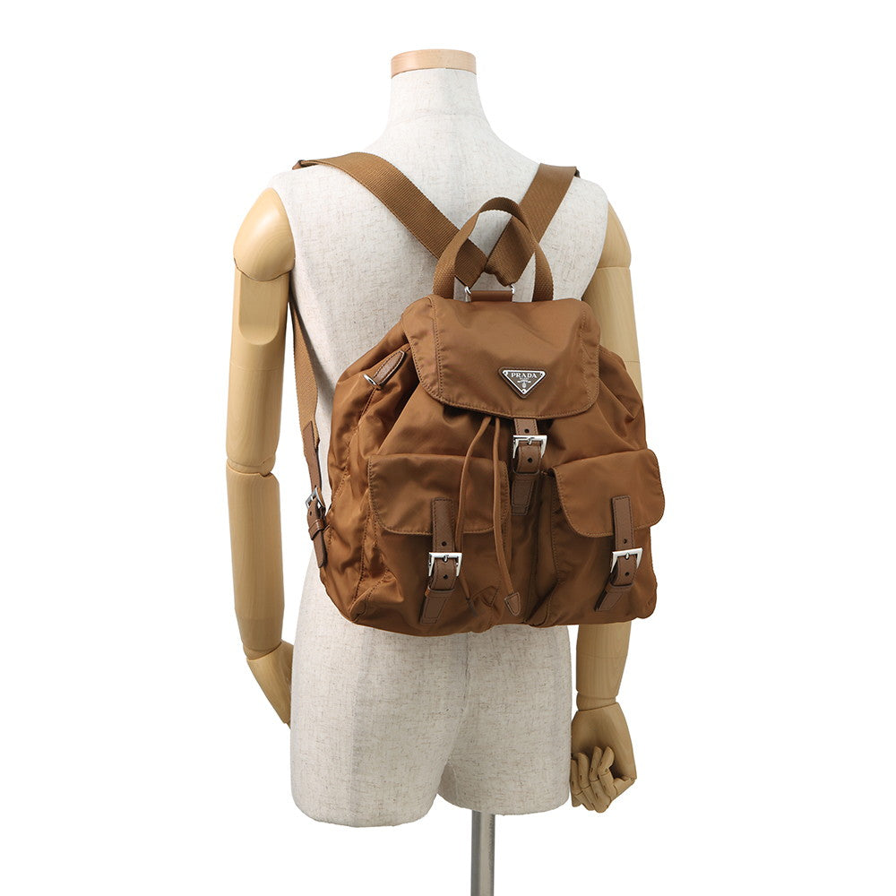 PRADA Medium Re-Nylon Backpack with Pouch Brandy1BZ811 Nylon Leather