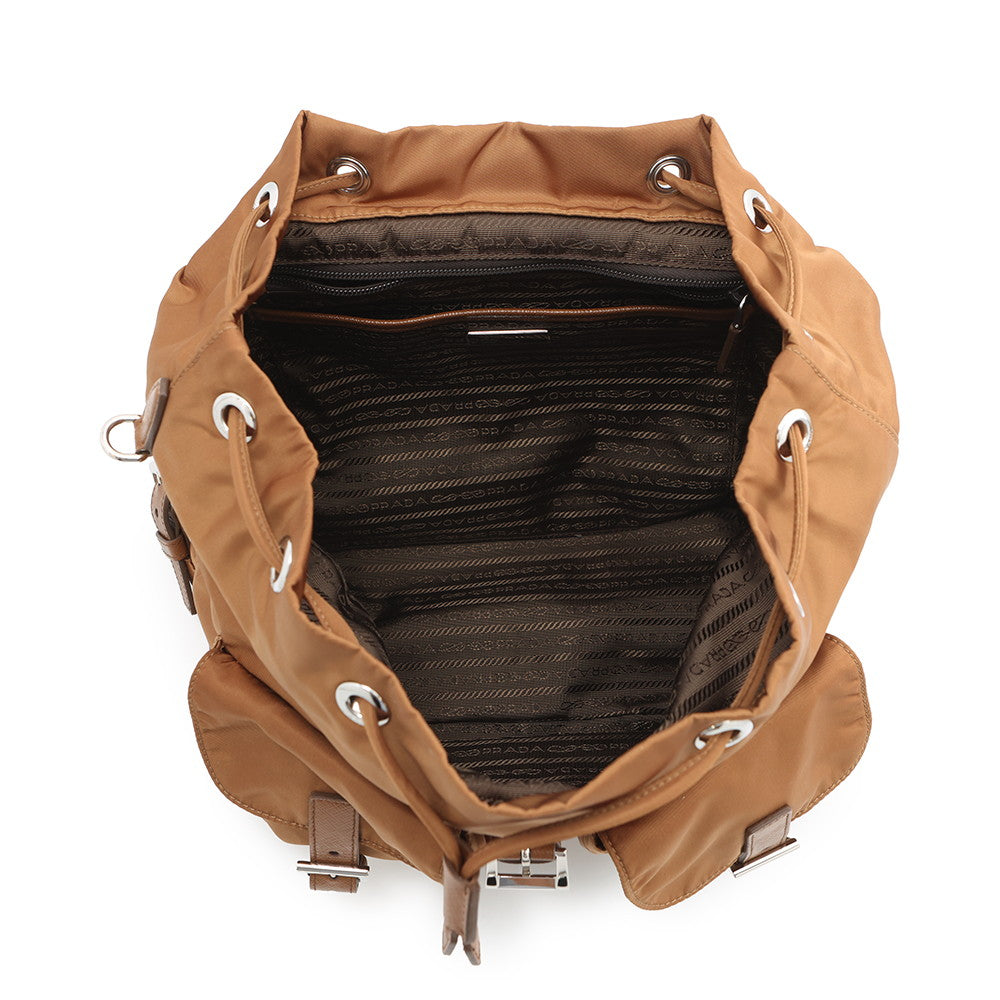 PRADA Medium Re-Nylon Backpack with Pouch Brandy1BZ811 Nylon Leather